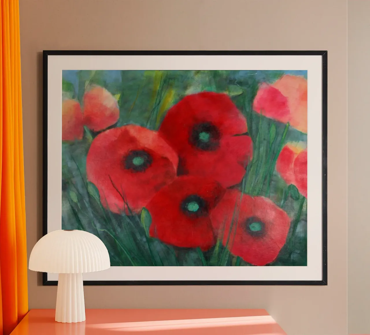 Mohnblumen auf Wiese carta hahnemühle da Anita Gewald