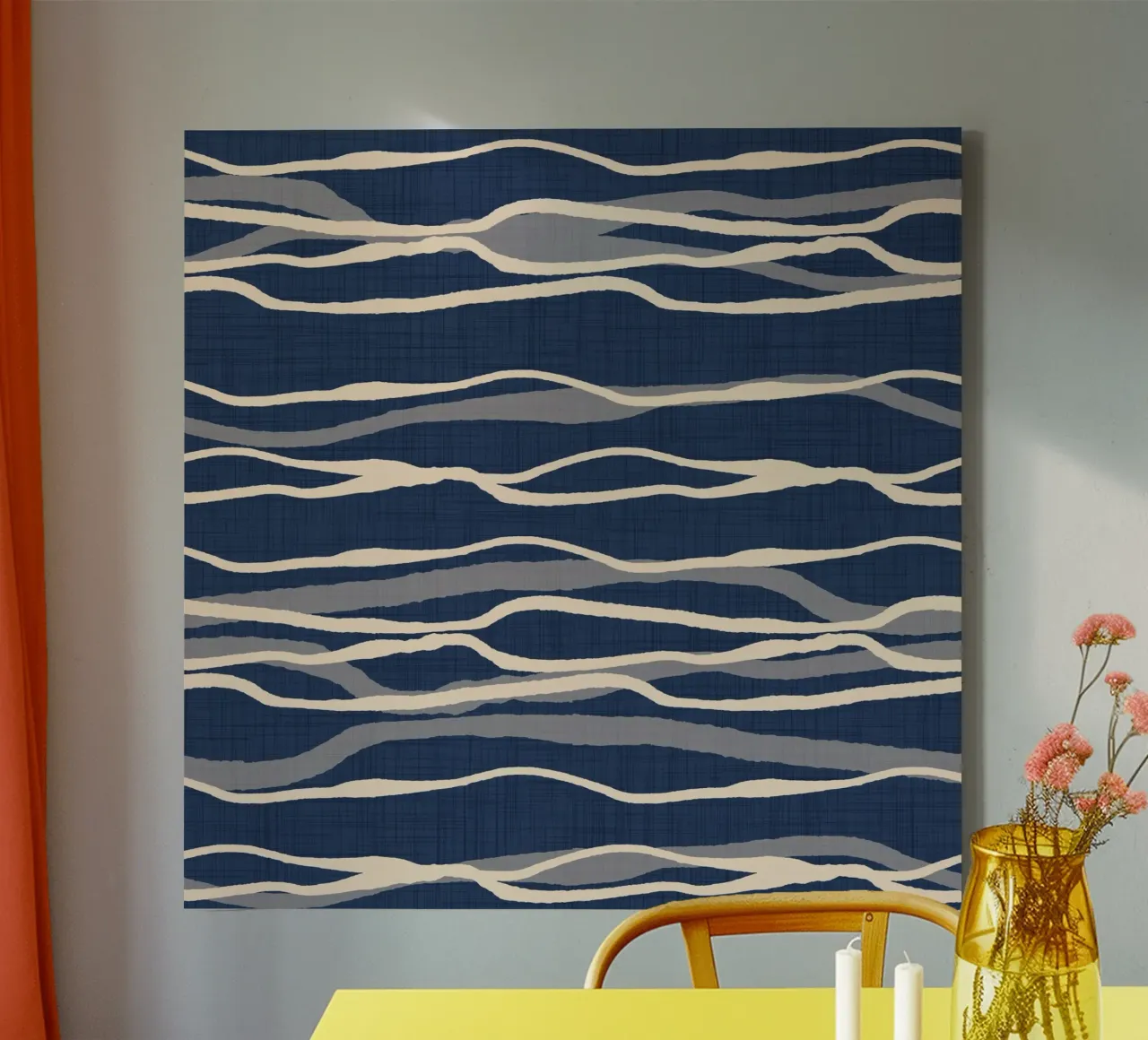 Onde oceaniche retrò - Striscia a flusso nautico tela da susanacosta