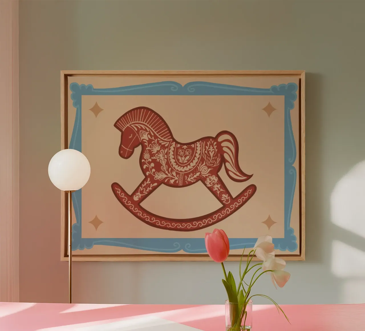 Rocking Horse – Childhood Memories tela con Cornice a cassetta da Attaboy Dsgn