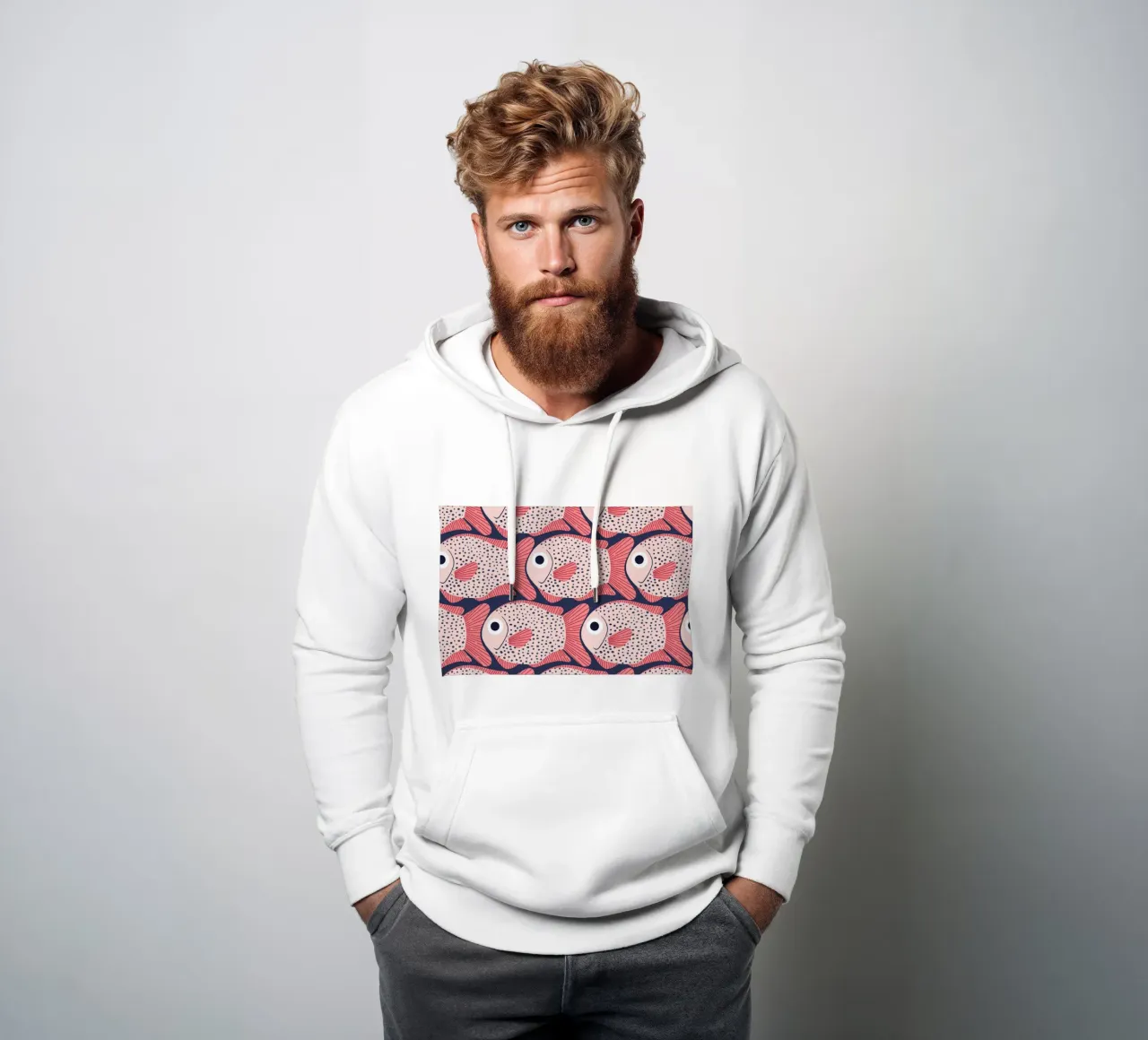 Pink Fish Pattern felpa con cappuccio da Laura Graves
