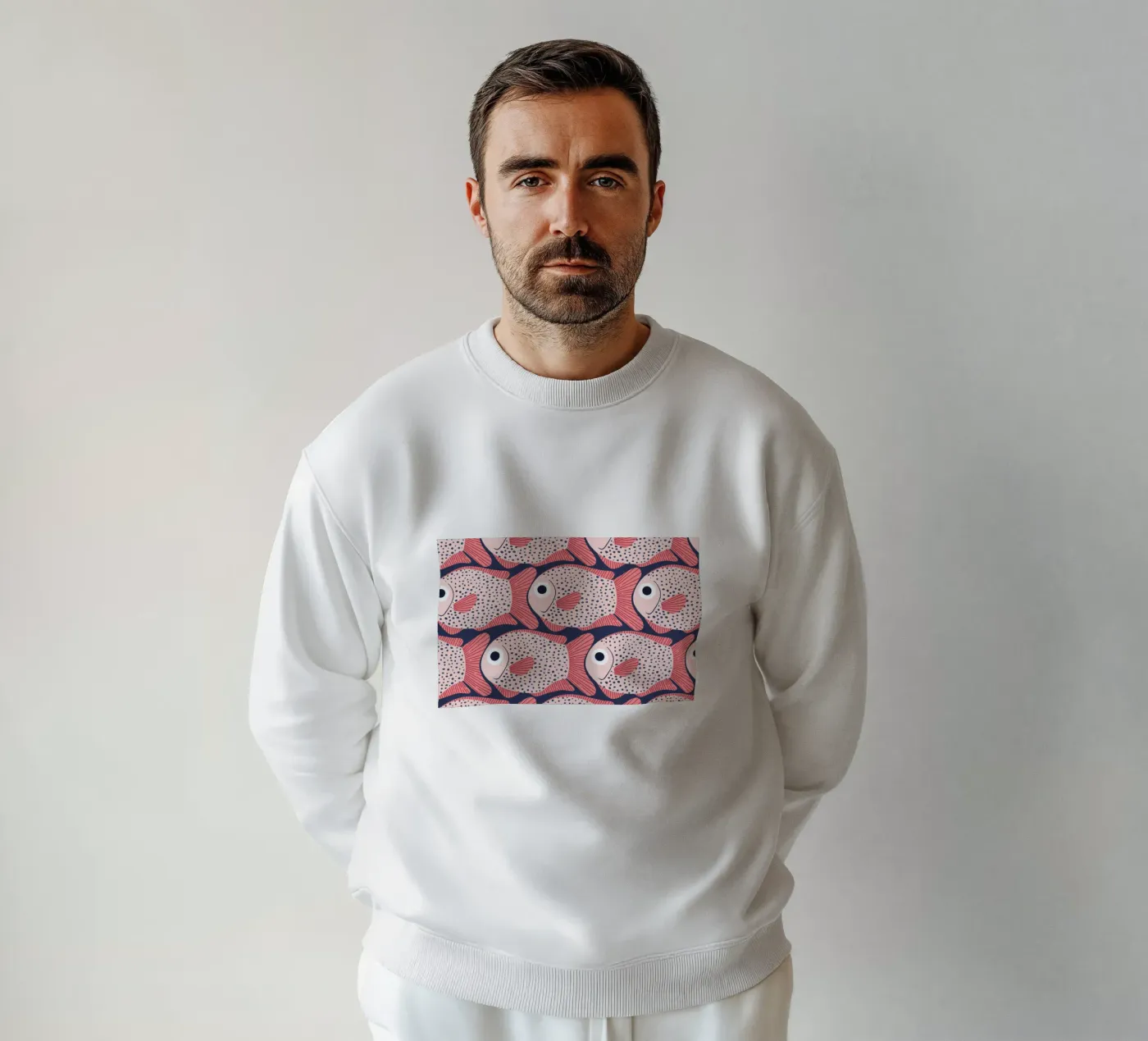 Pink Fish Pattern sweatshirt by Laura Graves