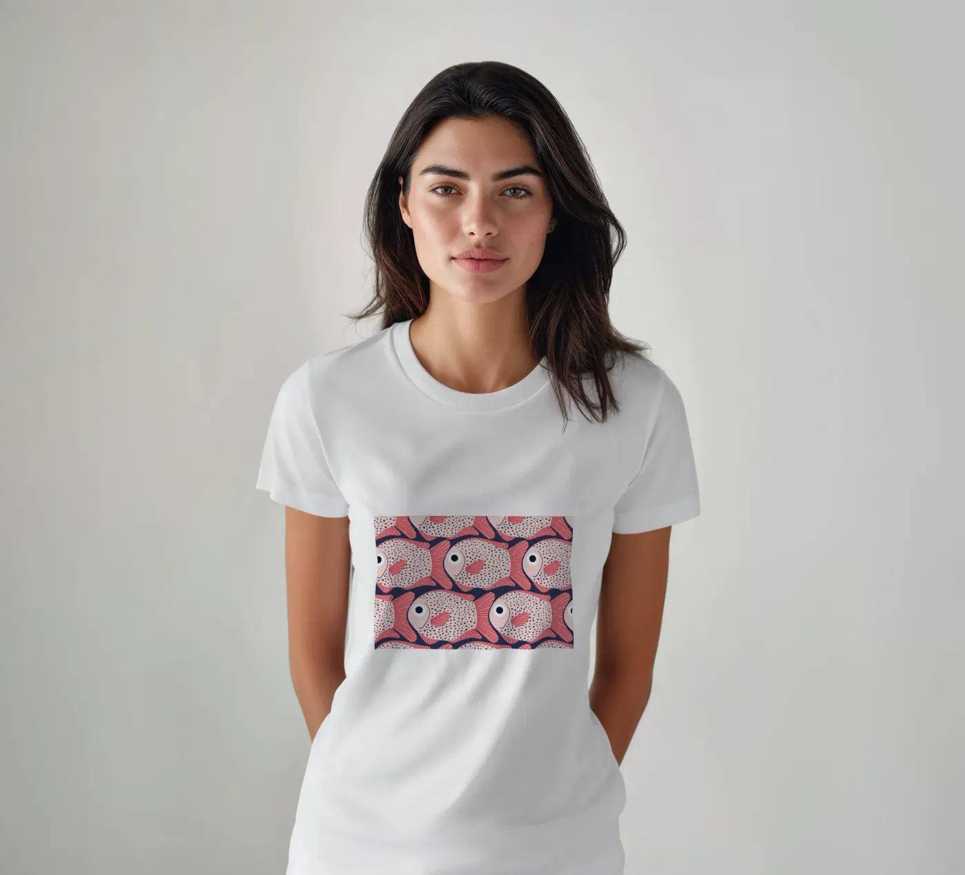 Pink Fish Pattern t-shirt da Laura Graves