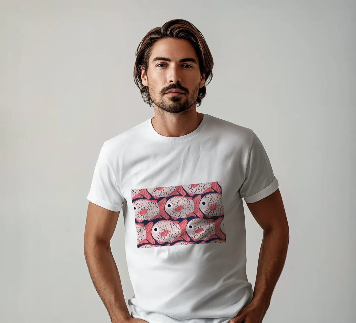Pink Fish Pattern t-shirt da Laura Graves