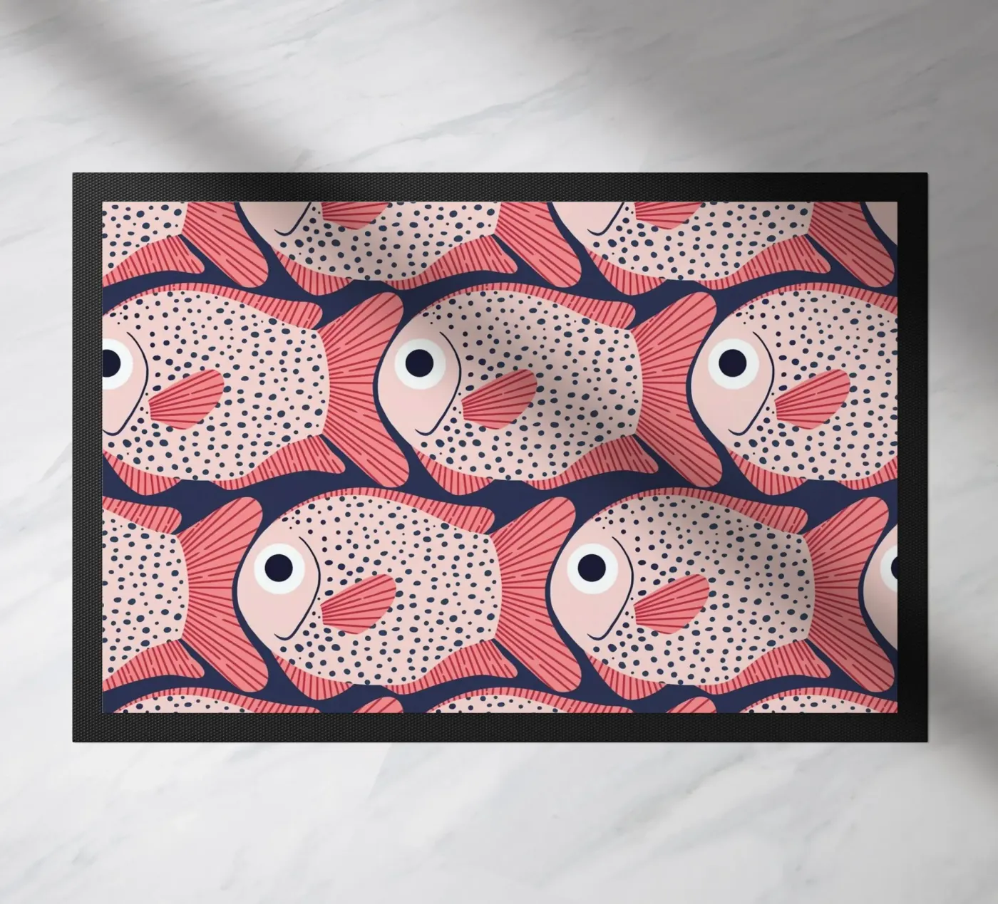 Pink Fish Pattern Fußmatte von Laura Graves