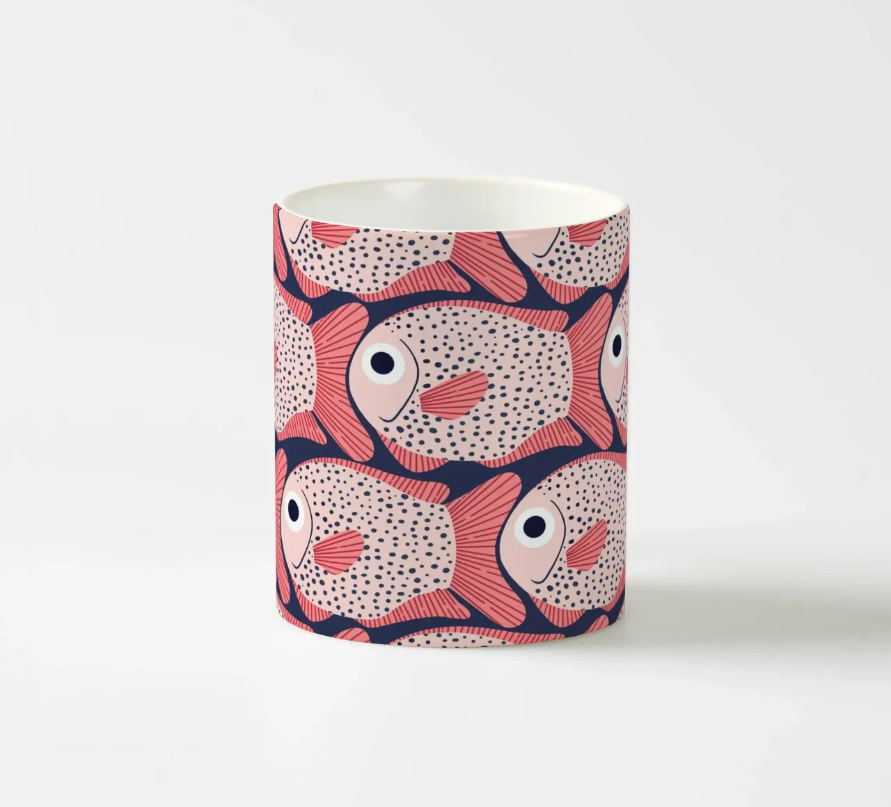 Pink Fish Pattern tazza in ceramica da Laura Graves