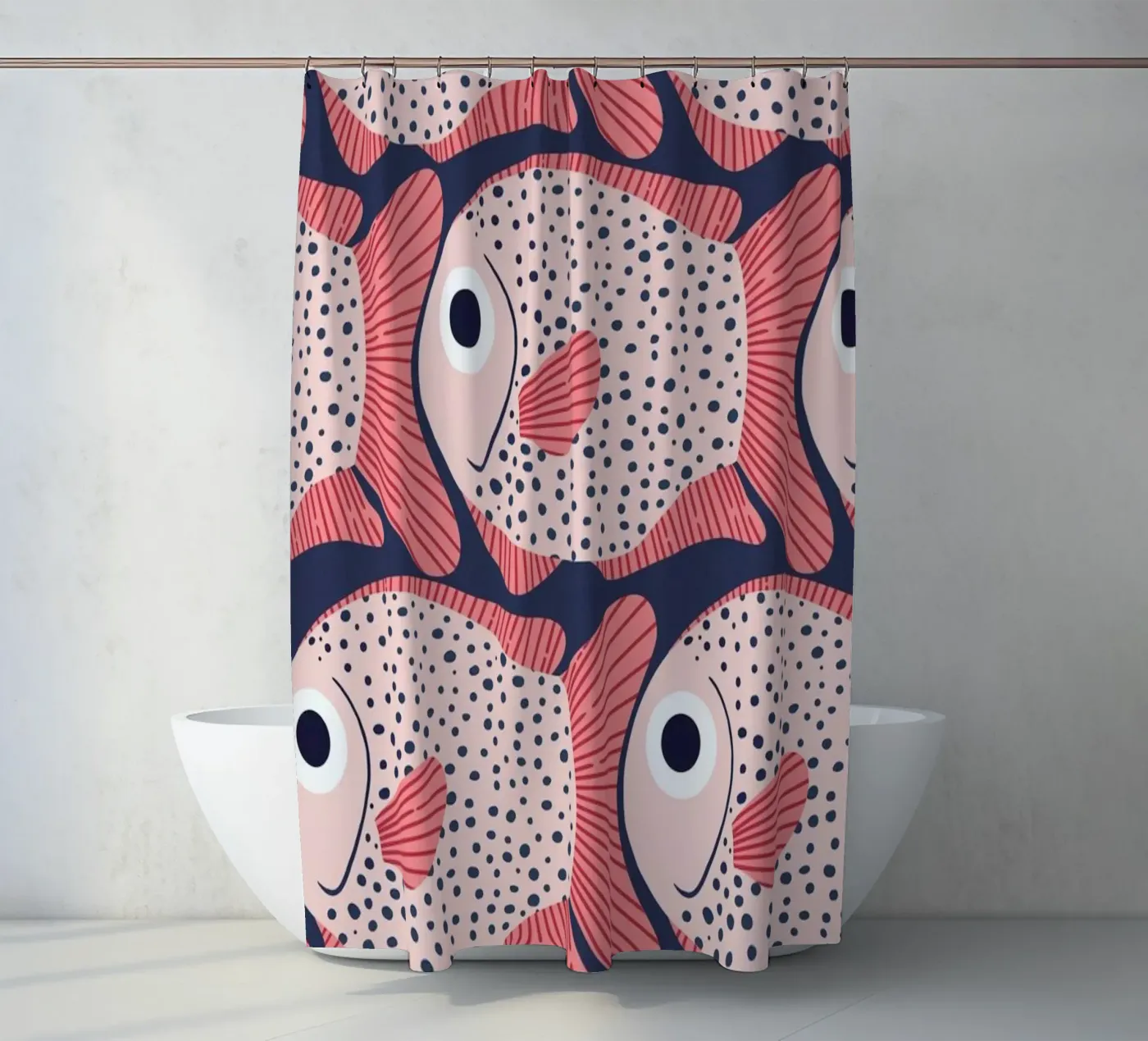 Pink Fish Pattern Duschvorhang von Laura Graves