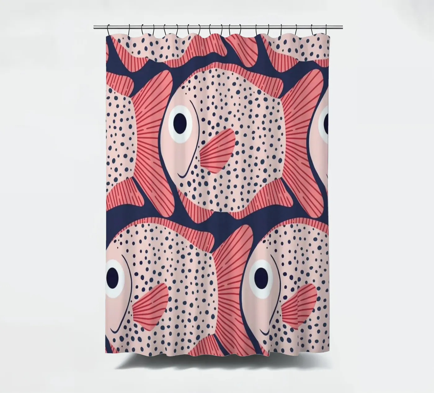 Pink Fish Pattern Duschvorhang von Laura Graves