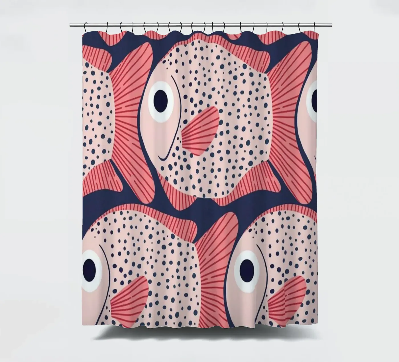 Pink Fish Pattern Duschvorhang von Laura Graves