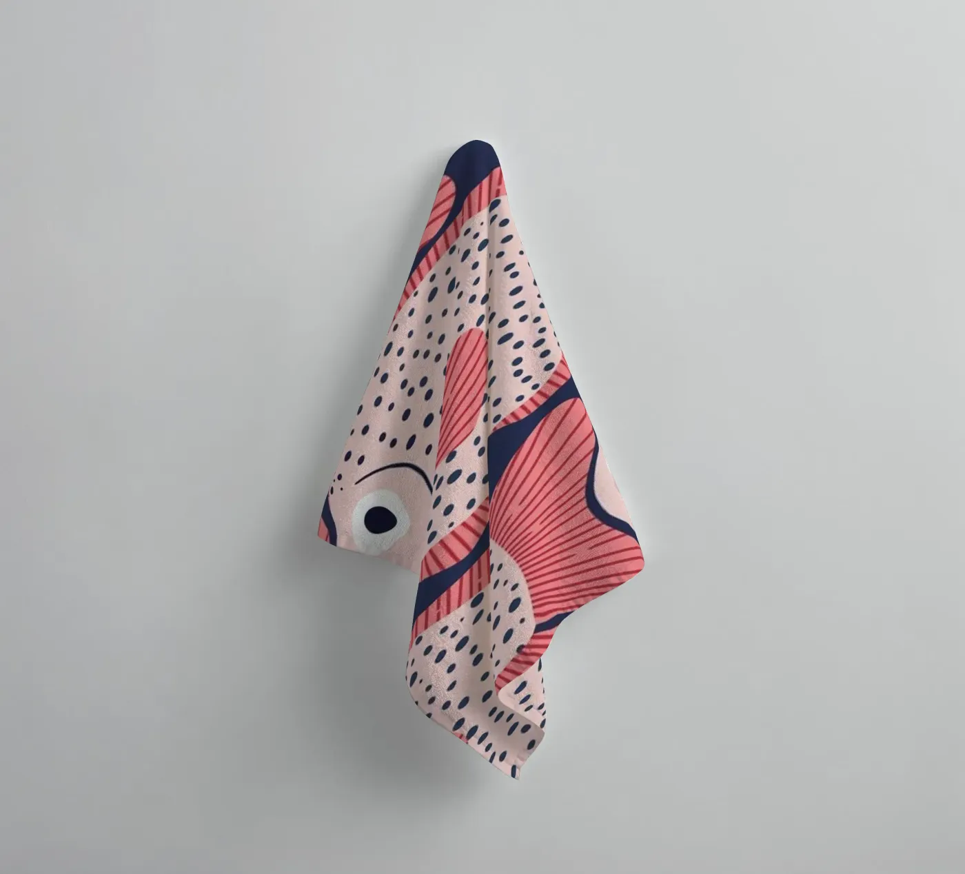 Pink Fish Pattern towel by Laura Graves