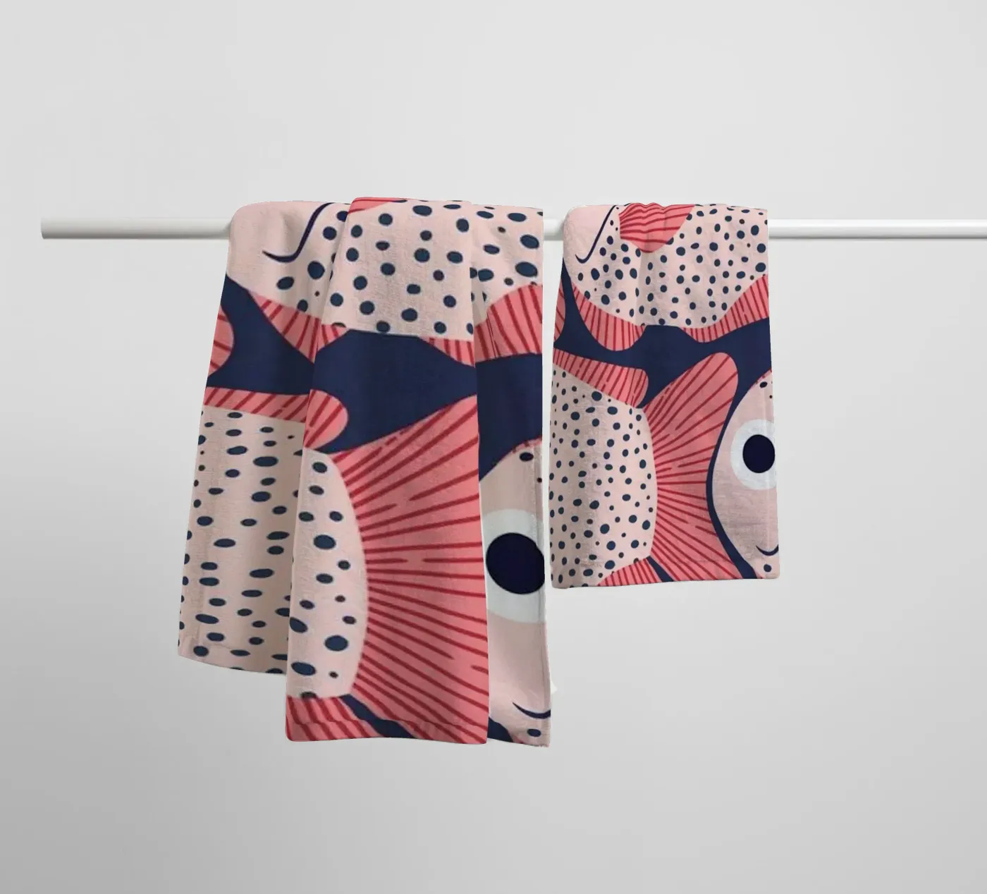 Pink Fish Pattern towel by Laura Graves