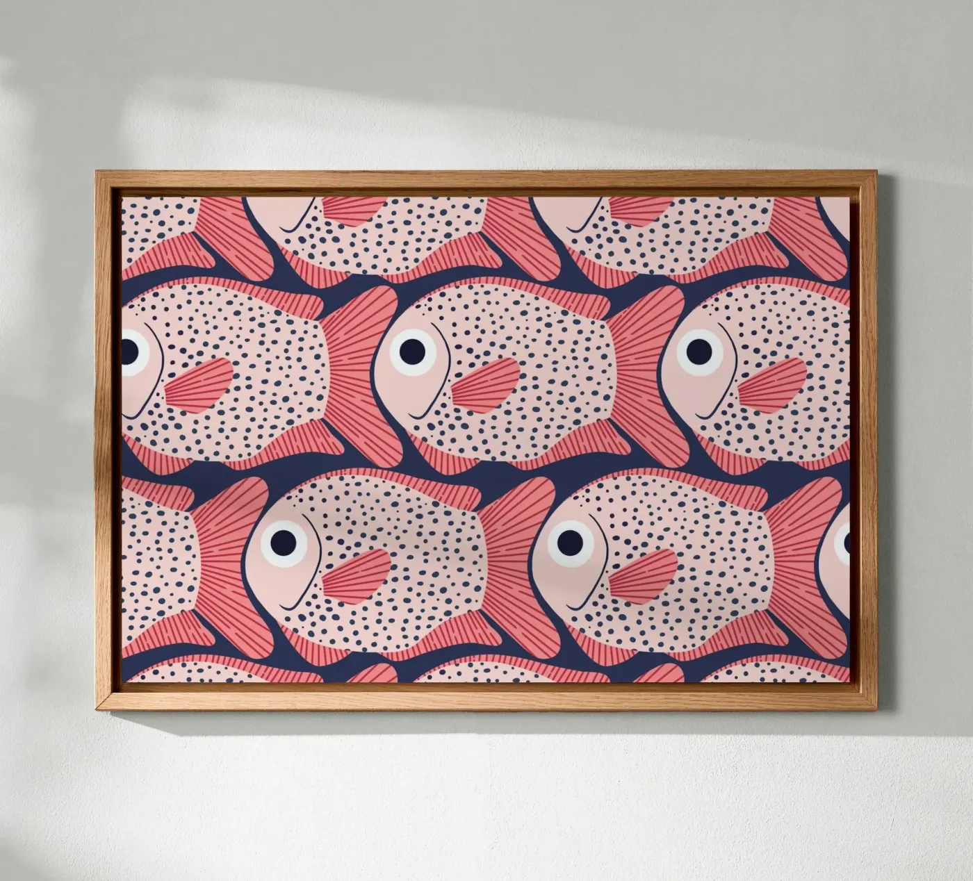 Pink Fish Pattern canvas by Laura Graves