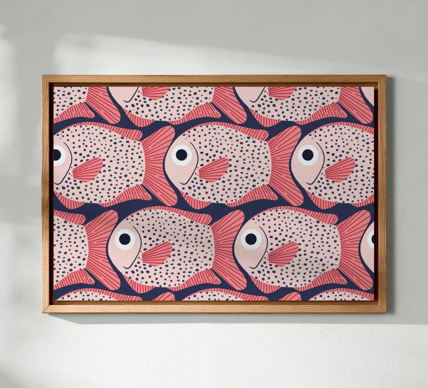 Pink Fish Pattern canvas van Laura Graves