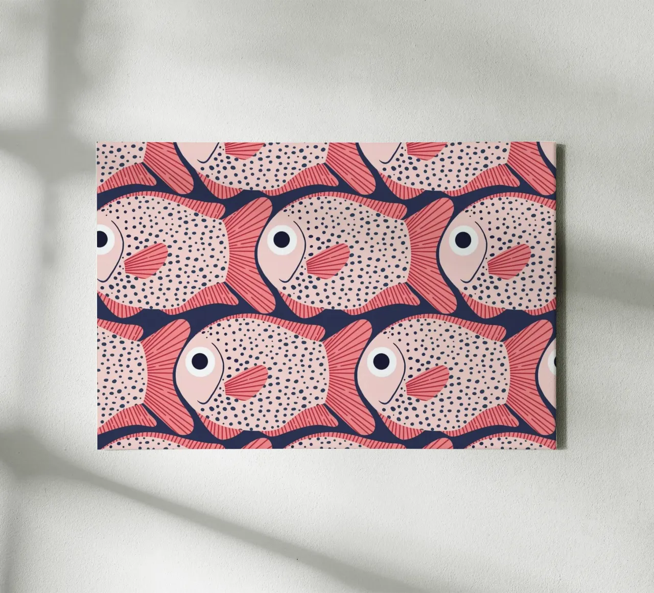 Pink Fish Pattern tela con Cornice a cassetta da Laura Graves