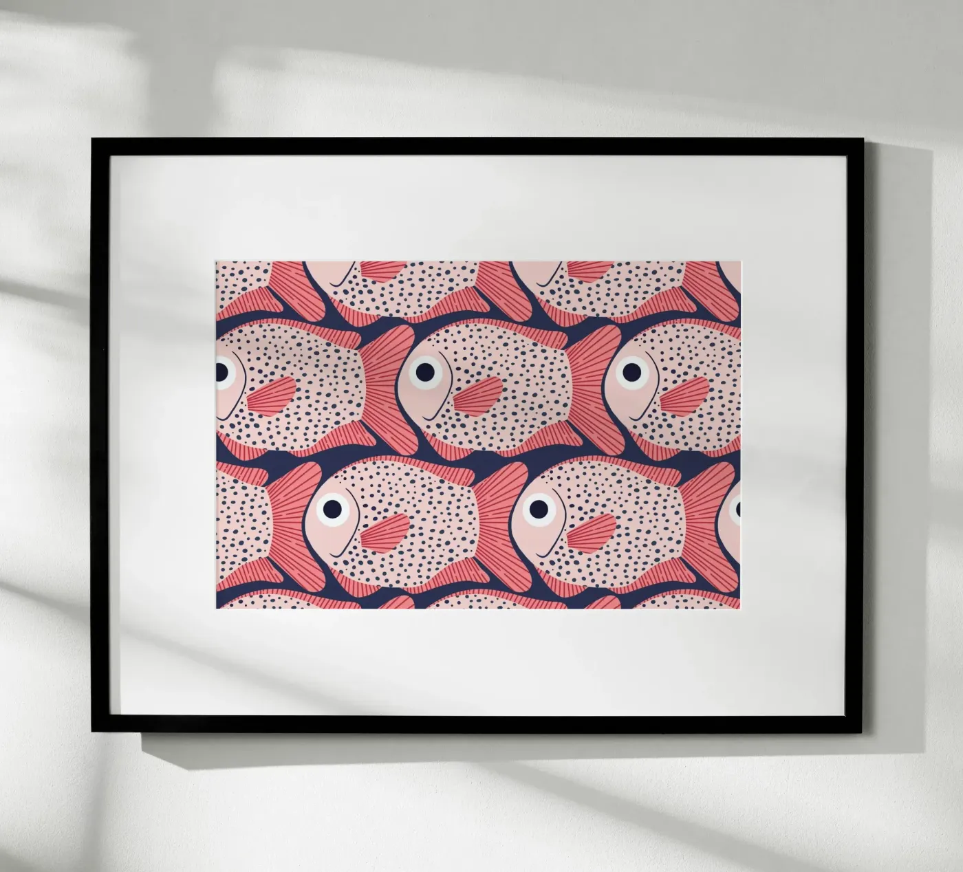 Pink Fish Pattern poster van Laura Graves