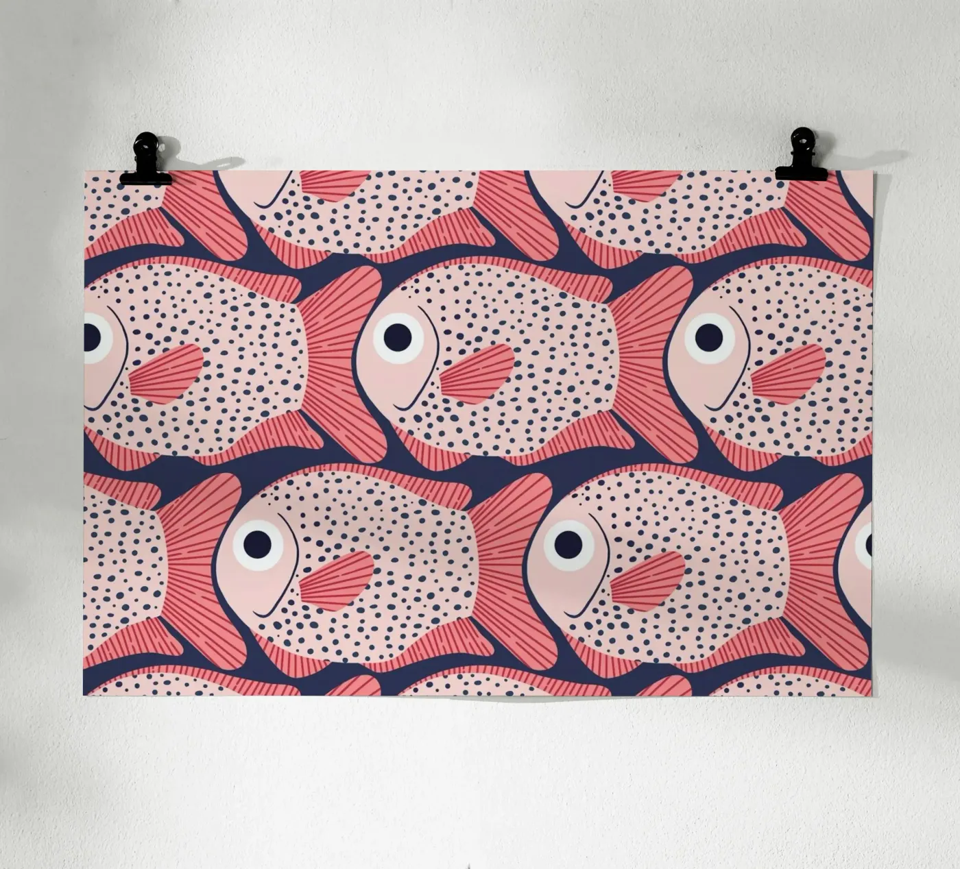 Pink Fish Pattern poster van Laura Graves