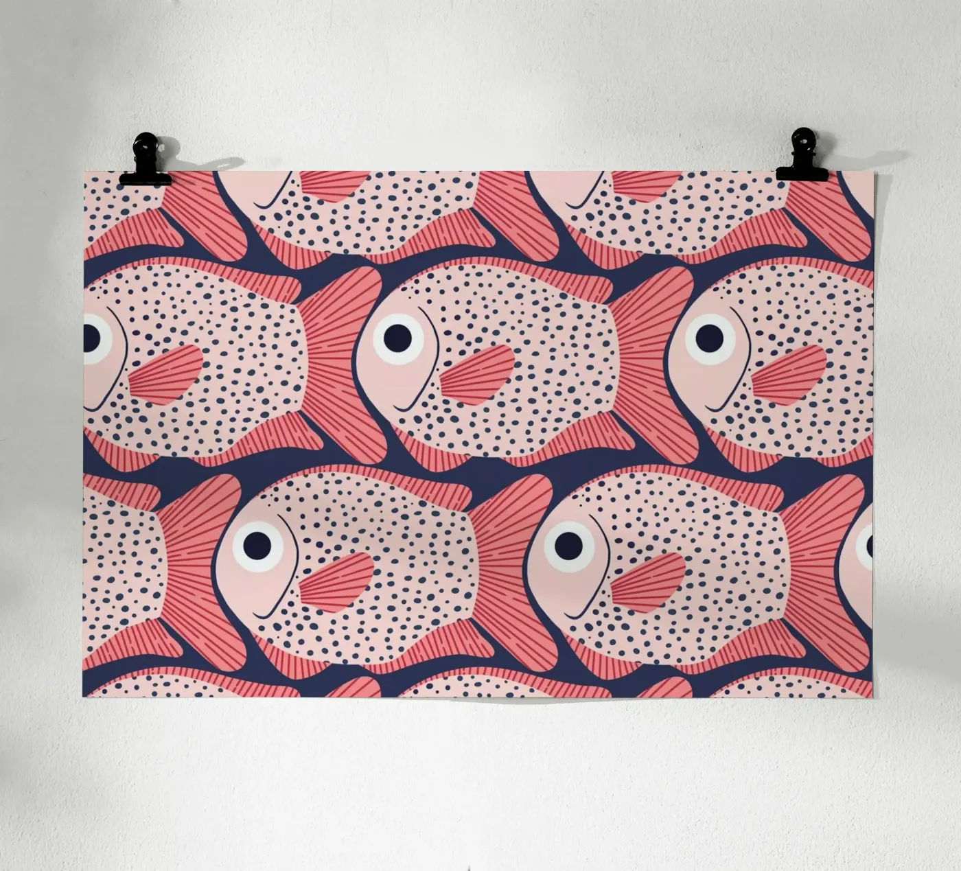 Pink Fish Pattern poster da Laura Graves