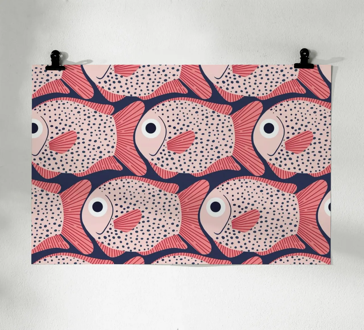 Pink Fish Pattern poster da Laura Graves