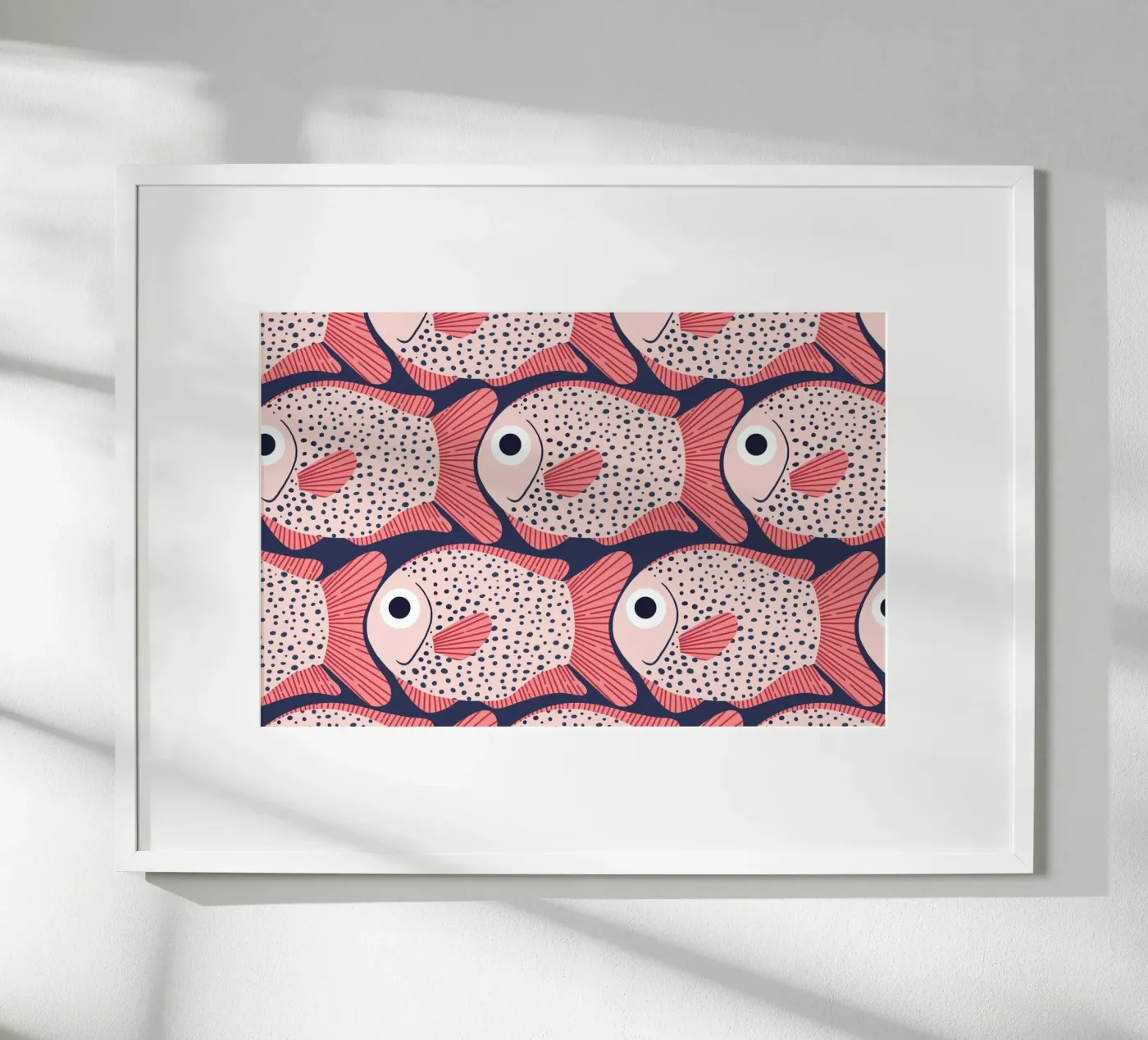 Pink Fish Pattern poster van Laura Graves