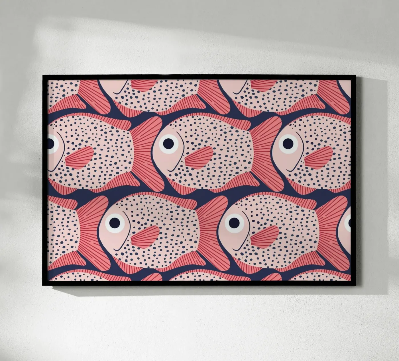 Pink Fish Pattern poster van Laura Graves