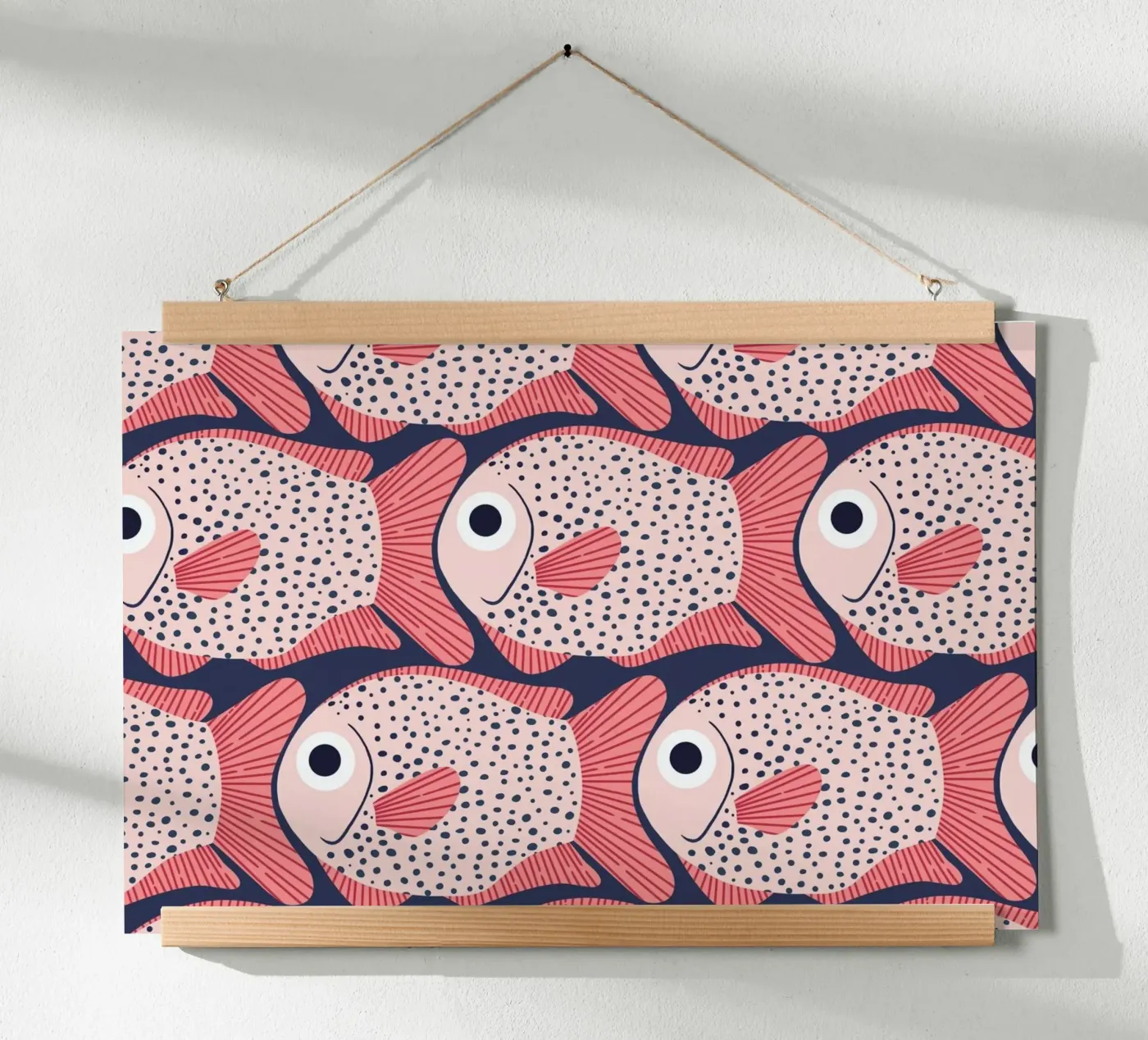 Pink Fish Pattern poster van Laura Graves