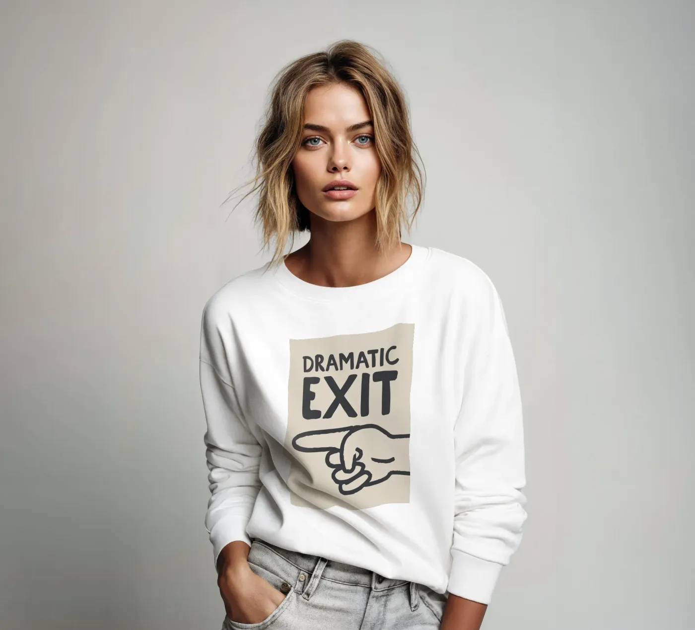Dramatic Exit (Left) sweatshirt van Attaboy Dsgn