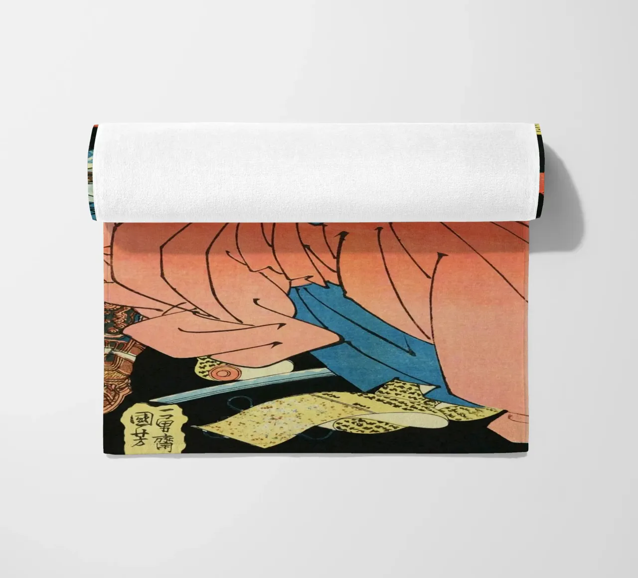 Démon se battant avec un samouraï - Ancien art japonais Ukiyo-e serviette de plage de Masterpieces Of Japanese Art
