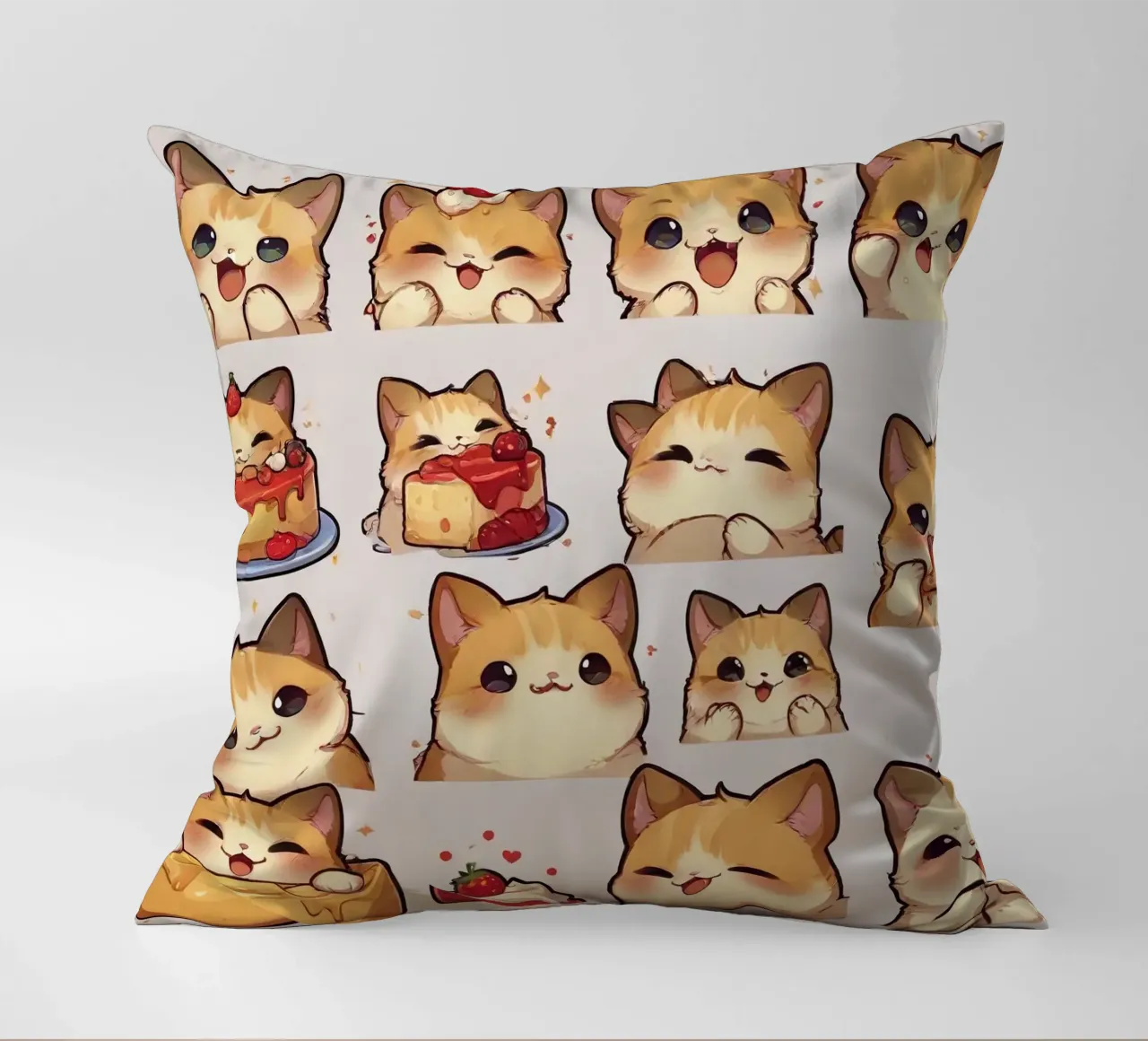 Gatto e pane alle fragole cuscino da brockcon Shop