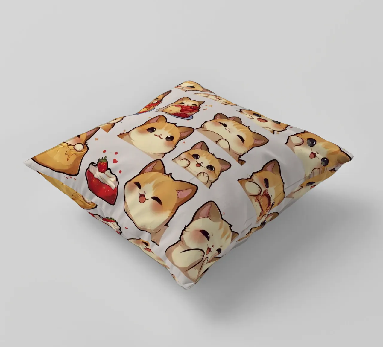Gatto e pane alle fragole cuscino da brockcon Shop