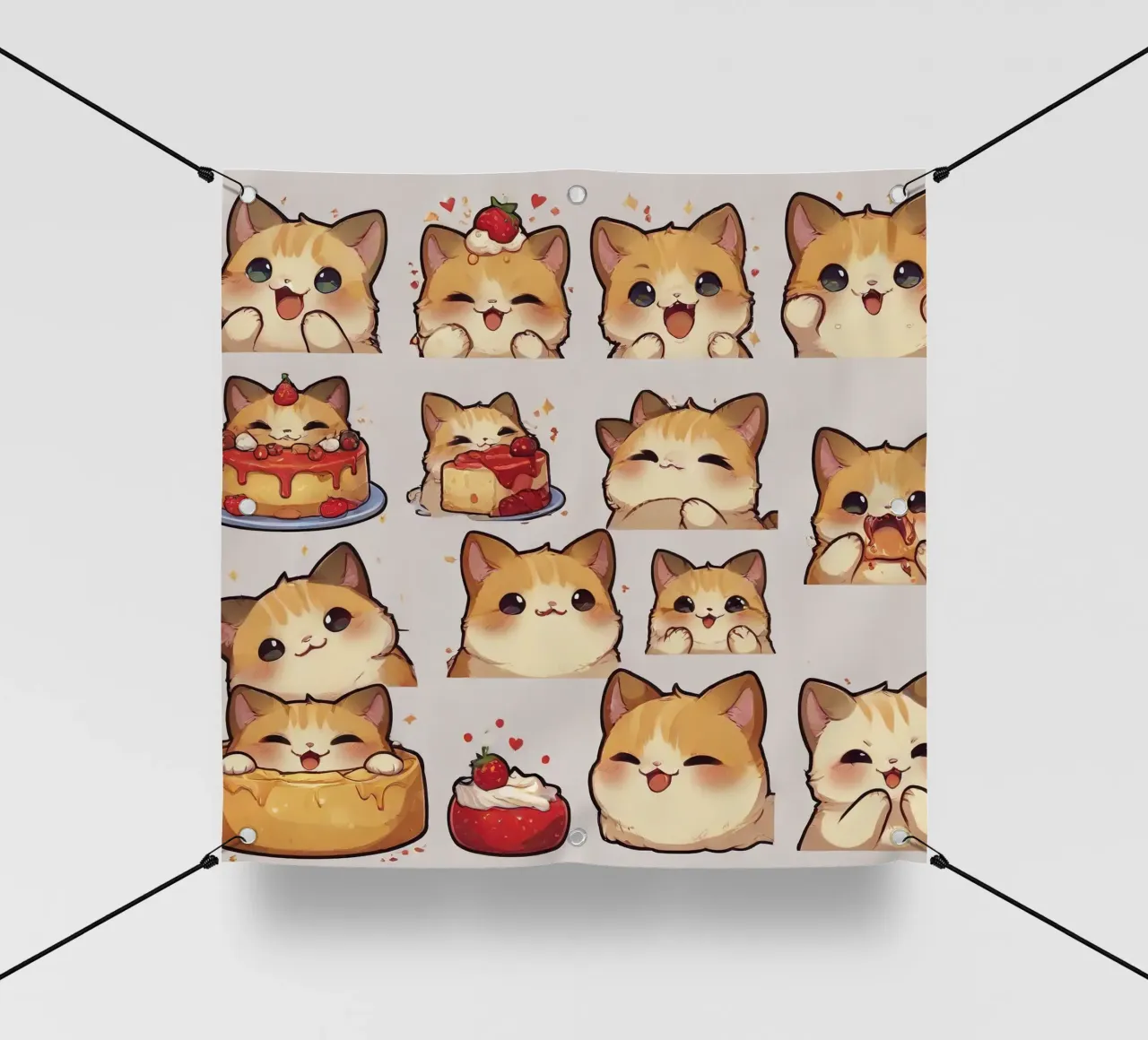 Gatto e pane alle fragole telo in pvc da brockcon Shop