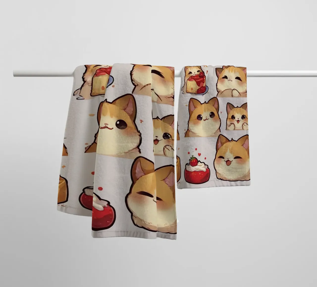 Gatto e pane alle fragole asciugamano da bagno da brockcon Shop