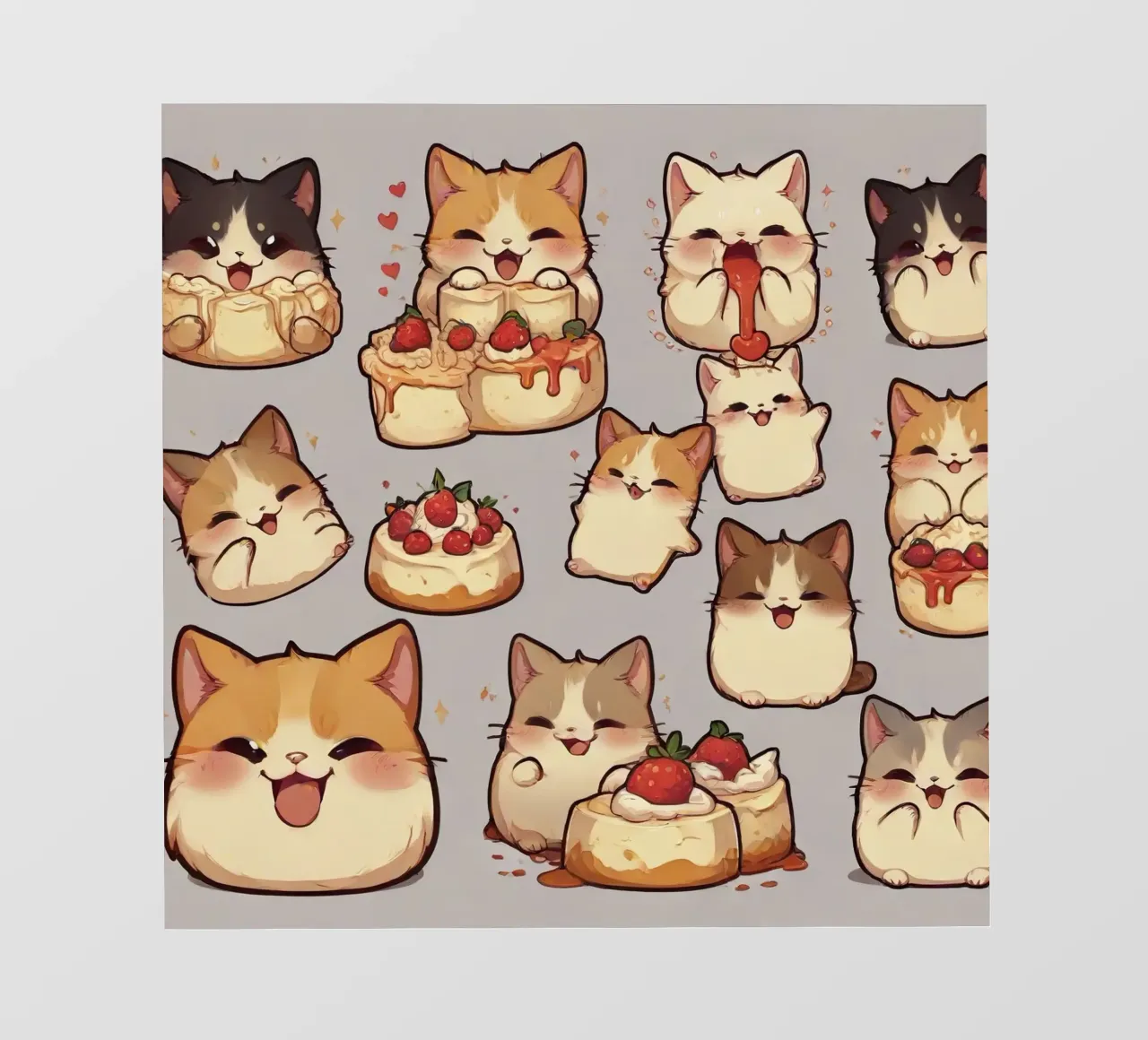 Gatto e pane alle fragole Carino pellicola backlit da brockcon Shop