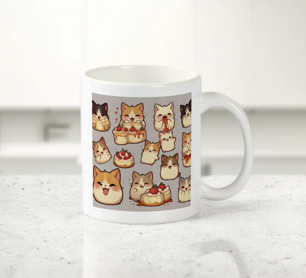 Gatto e pane alle fragole Carino tazza in ceramica da brockcon Shop