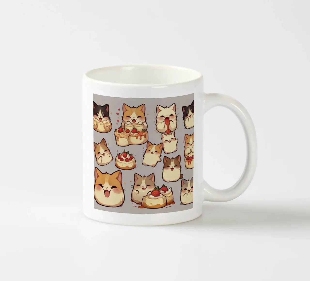 Gatto e pane alle fragole Carino tazza in ceramica da brockcon Shop