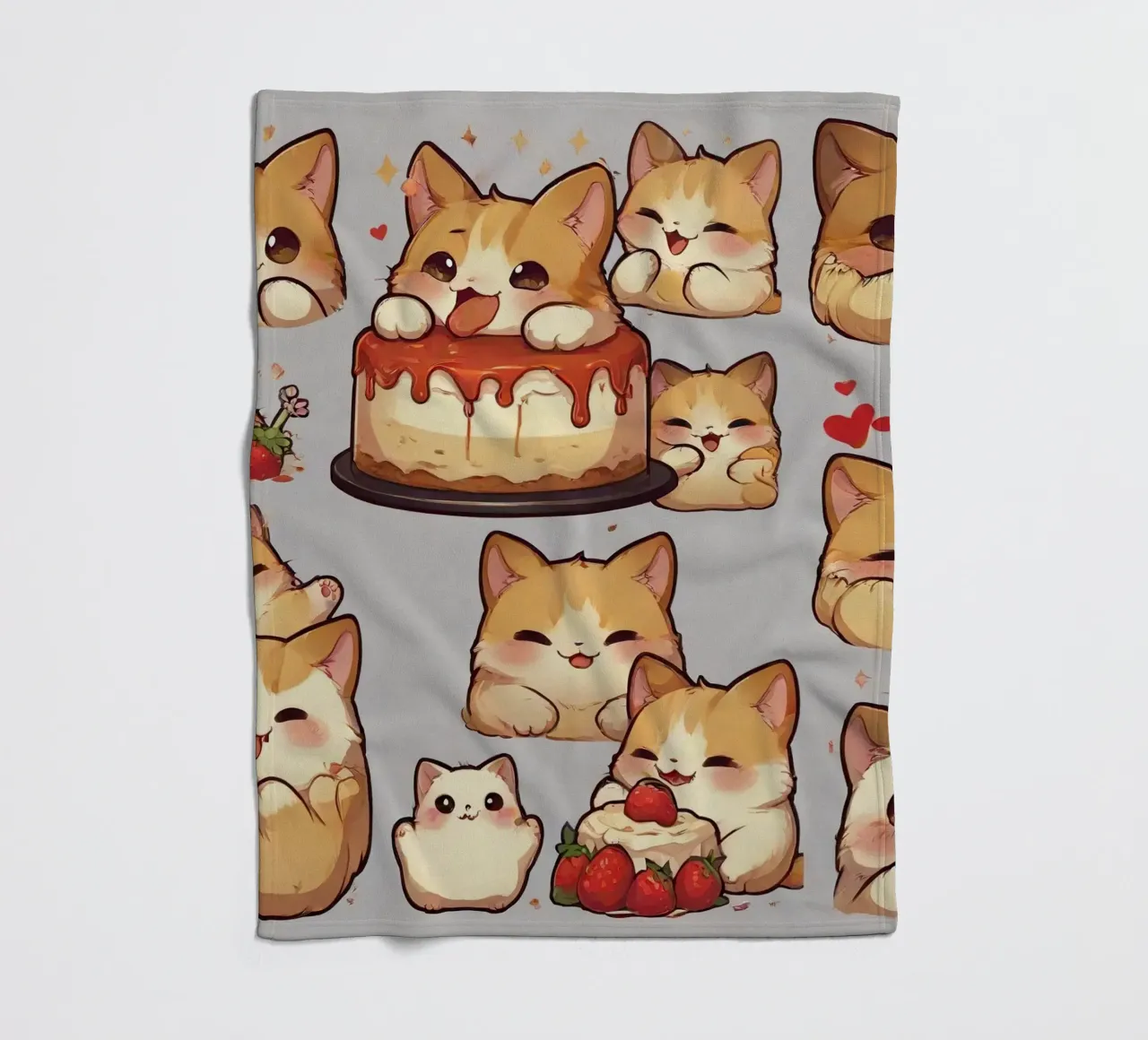 Pane ai gatti e alle fragole coperta in pile da brockcon Shop