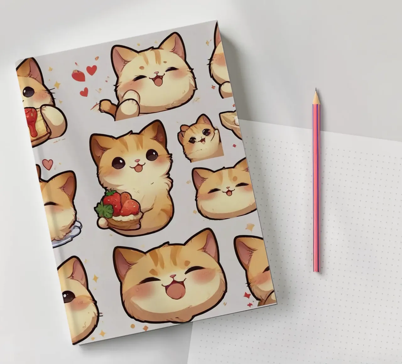 Cat and Strawberry notebook by brockcon Shop
