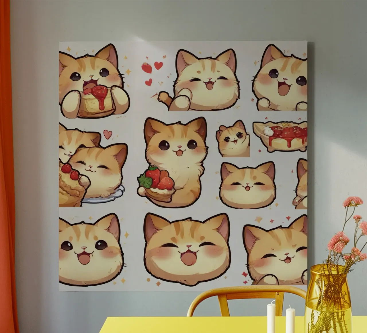 Gatto e fragola tela con Cornice a cassetta da brockcon Shop