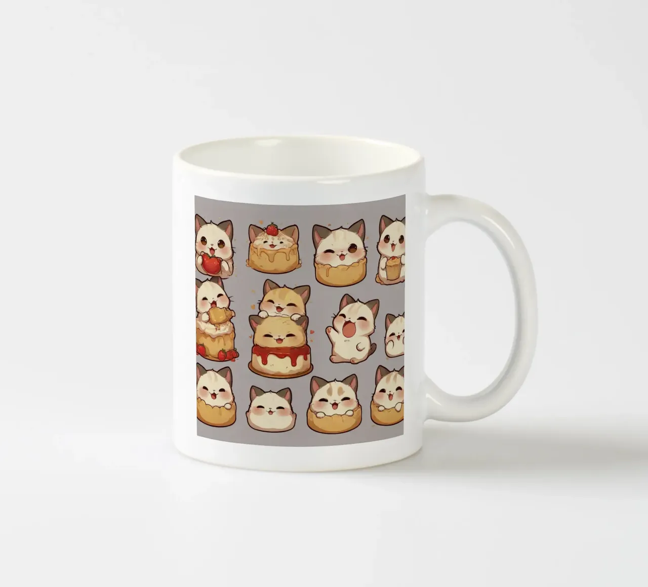 Gatto carino e pane alle fragole tazza in ceramica da brockcon Shop