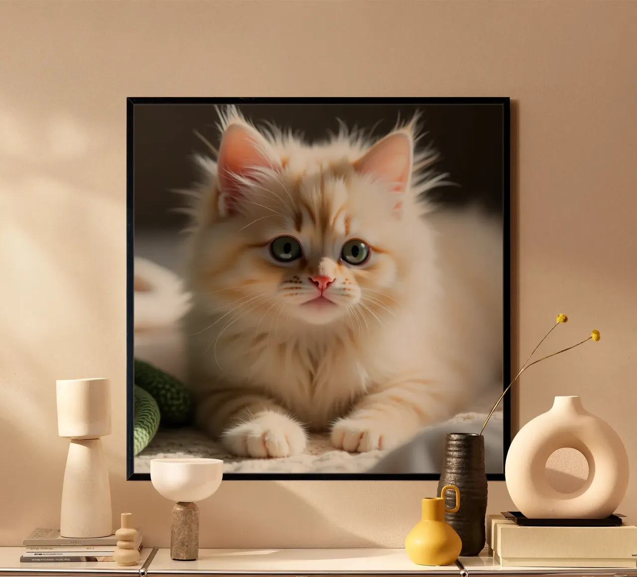 Gatto carino poster con telaio in legno da brockcon Shop