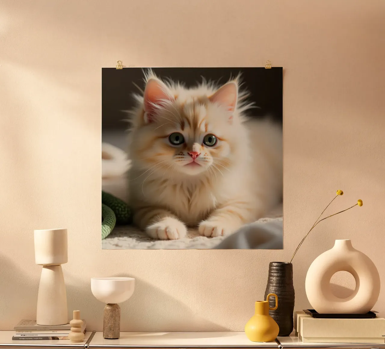 Gatto carino poster con telaio in legno da brockcon Shop