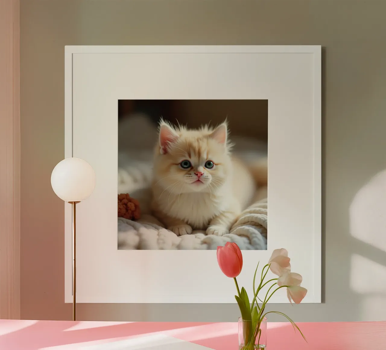 Gatto carino arancione poster con telaio in plastica da brockcon Shop