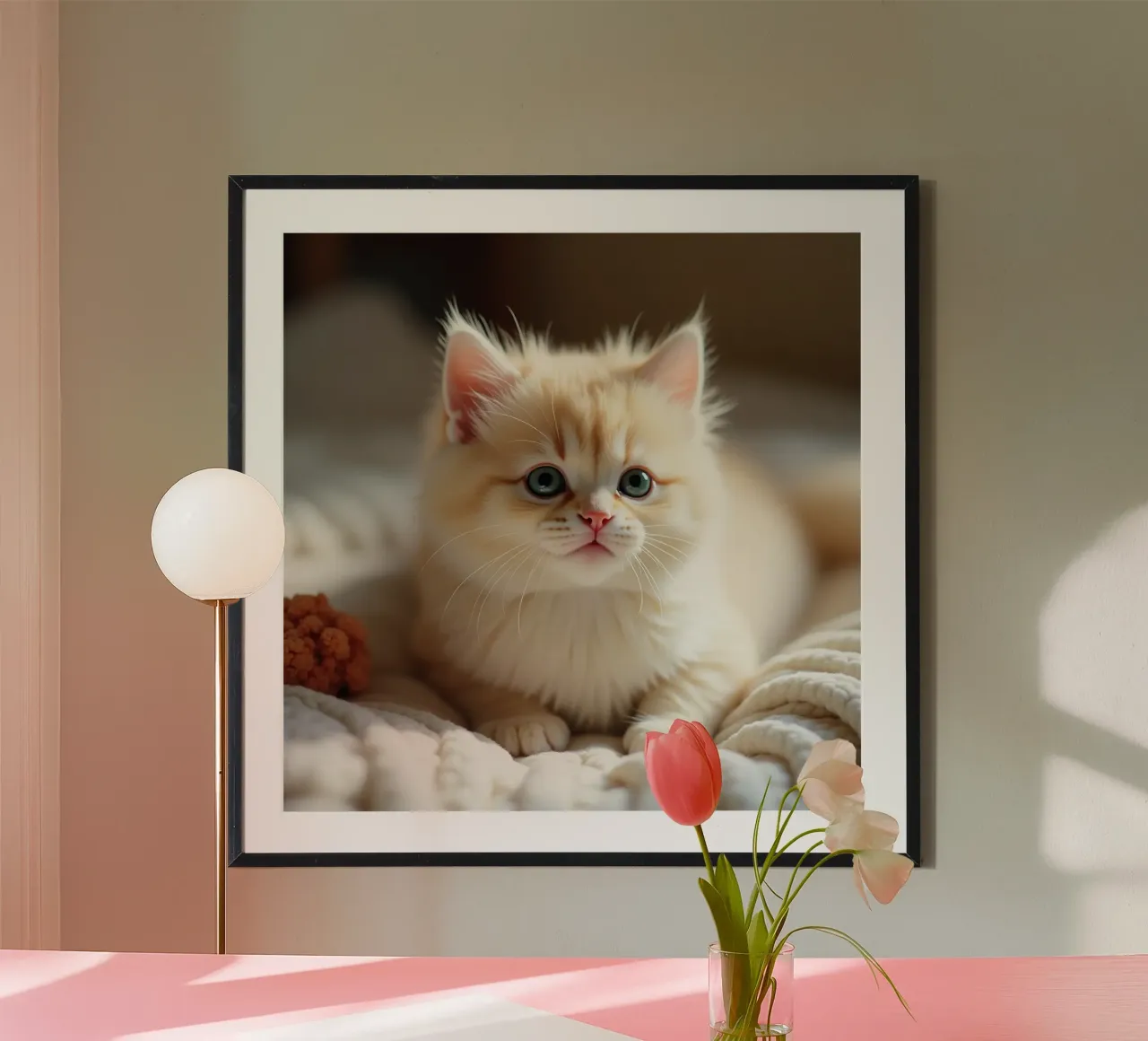Gatto carino arancione poster con telaio in plastica da brockcon Shop