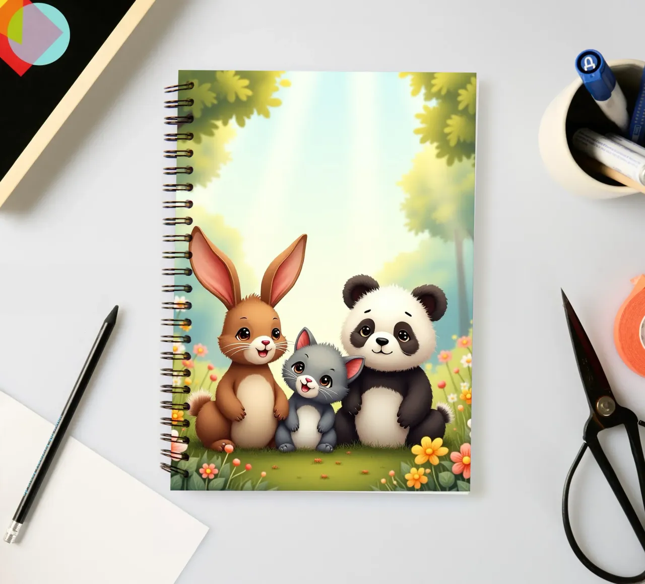 Panda And Rabbit spiral notebook by brockcon Shop