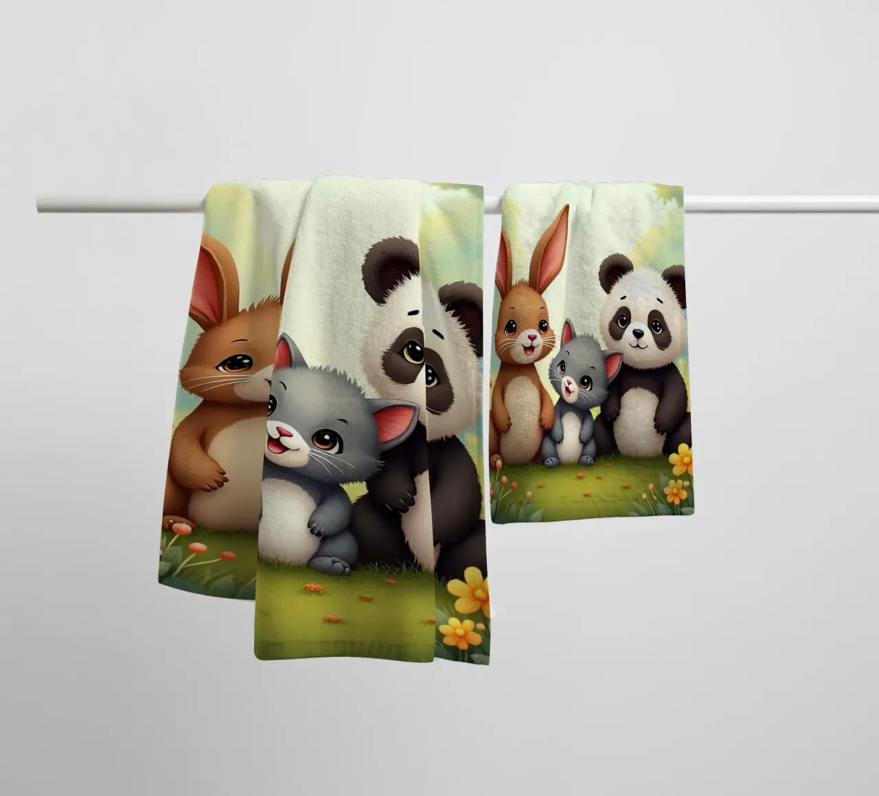 Panda And Rabbit towel by brockcon Shop