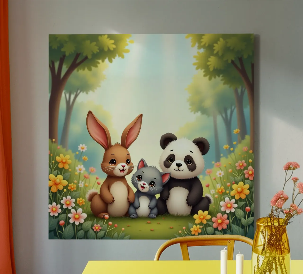 Panda And Rabbit canvas by brockcon Shop