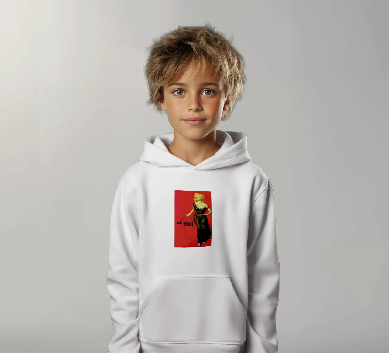 Don't Look Back In Anger felpa bambino con cappuccio da Gallery Print and Art Limited
