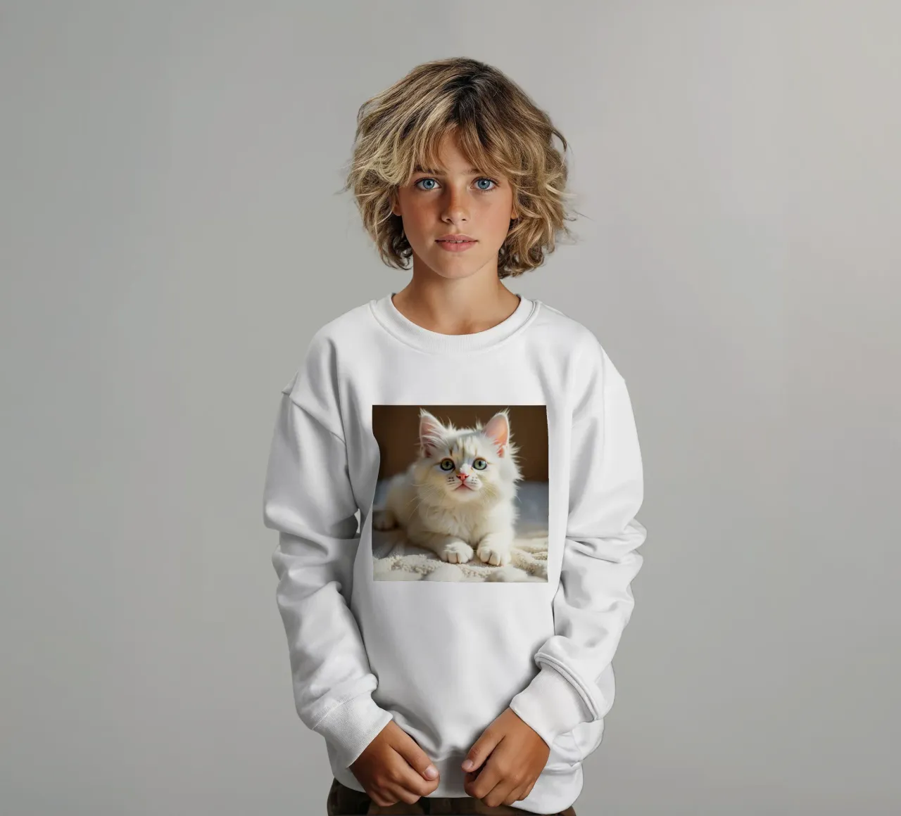 Gatto bianco felpa bambino da brockcon Shop