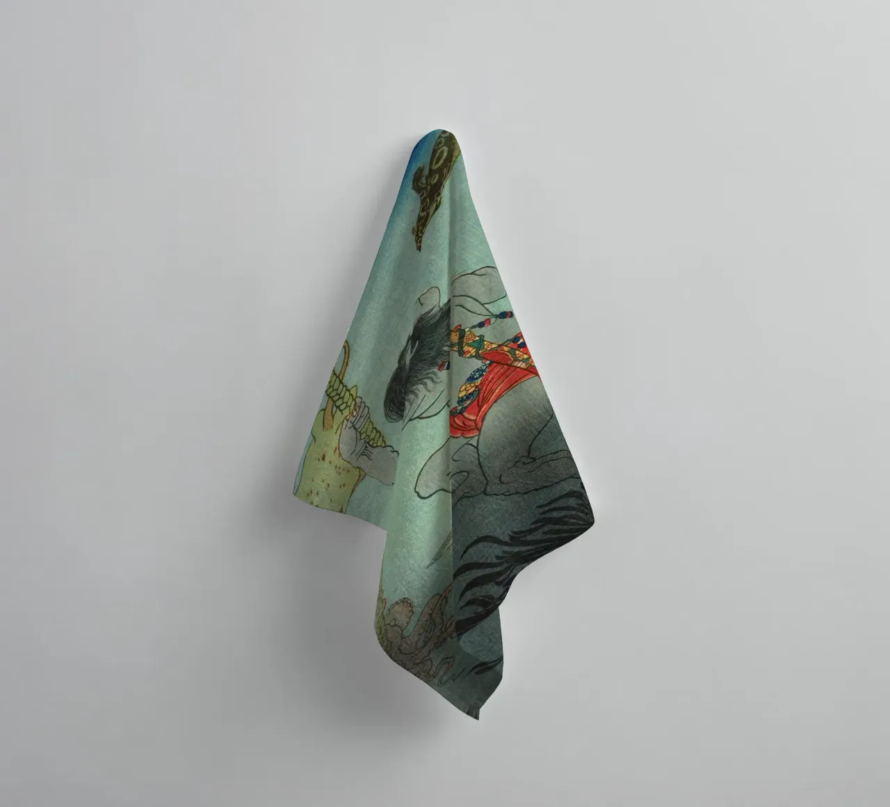 Samouraï nageant sous l'eau - Ancien art japonais Ukiyo-e serviette de bain de Masterpieces Of Japanese Art