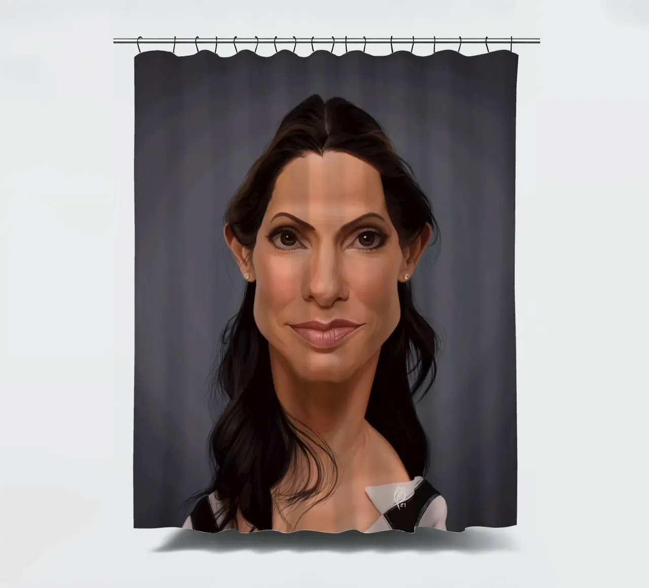 Sandra Bullock shower curtain by Rob Art | Illustration