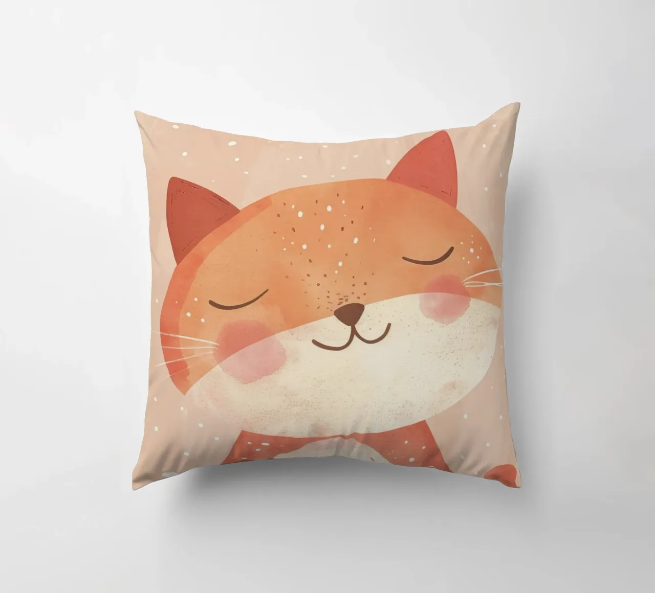 illustrazione di un simpatico gatto, che evoca un'atmosfera accogliente e sognante. cuscino da DesignDoodle