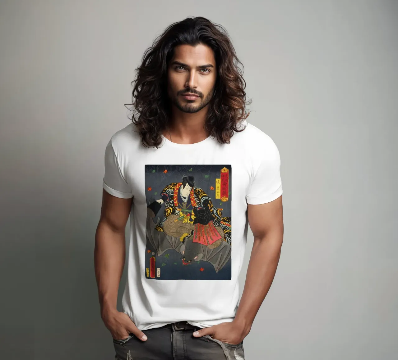 Ronin chevauchant une chauve-souris géante - Ancien art japonais Ukiyo-e t-shirt de Masterpieces Of Japanese Art